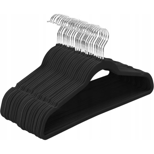 Set de 20 umerase de catifea EBA, negre, cu carlig rotativ 360 grade, cu 2 decupaje, forma rotunjita, 43 x 22 cm, rezistente - Img 4