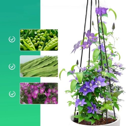 Suport Metalic Profesional pentru Plante si Flori Cataratoare, 150 cm, Otel Rezistent, Negru, Spalier Decorativ pentru Gradina, Trandafiri, Clematite, Iedera si Legume Cataratoare - Img 3
