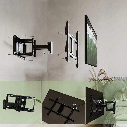 Suport TV Perete Reglabil 42-100 Inch KG-1039 King Mount Alaska, Rotativ si Inclinabil, Brat Dublu, VESA Universal, Metal Ranforsat, Capacitate Mare, Compatibil LCD LED OLED QLED - Img 7