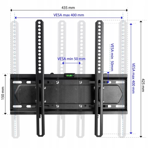 Suport TV Reglabil 23-70 Inch King Mount KG-1038 Sydney, VESA 400x400, Rotire 180°, Extensibil, Suport Perete TV LCD LED OLED QLED, 35kg - Img 2