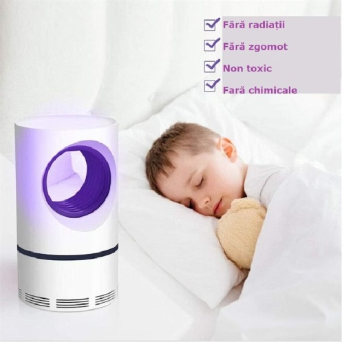 Aparat electric cu Lampa UV Anti-tantari EBA, Capcana insecte, Alimentare USB, Alb - Img 3