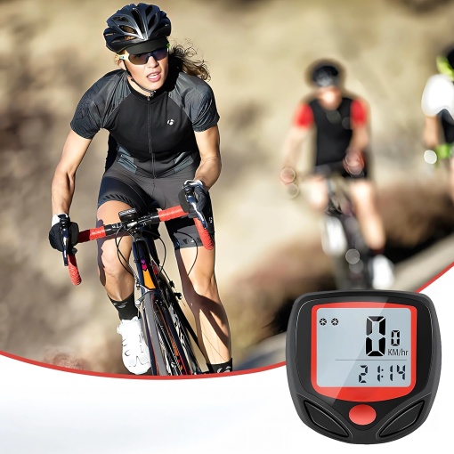 Computer Bicicleta cu Fir, 15 Functii, Vitezometru LCD Iluminat, Impermeabil, Odometru, Distanta si Timp, Compatibil 16–28 Inch - Img 7