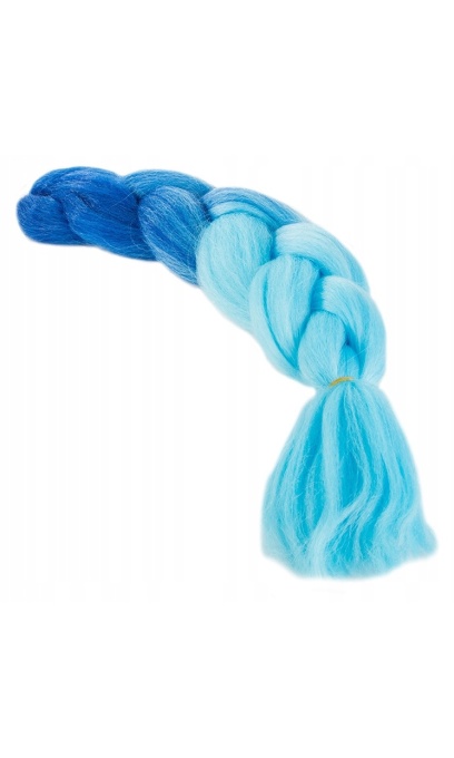 Extensie pentru impletituri EBA, albastru neon ombre, par sintetic, lungime 60 cm - Img 4