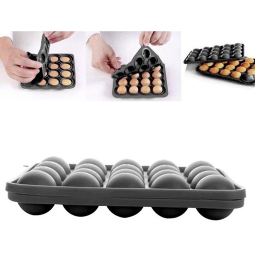 Forma Cake Pops si Bomboane de Ciocolata EBA, 20 de Bile de 4 cm, Silicon Non Toxic, 22.5 x 18.5 x 4 cm, Gri - Img 3