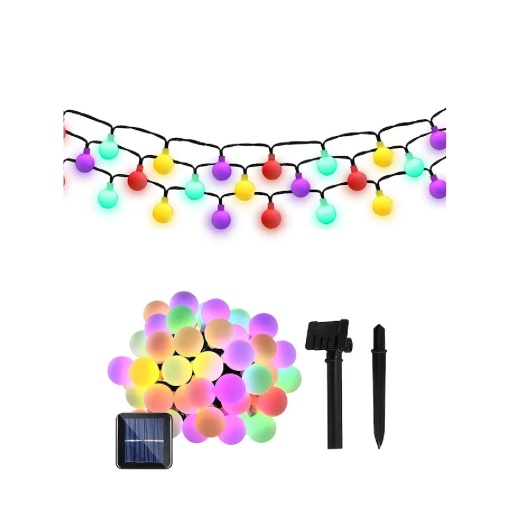Ghirlanda solara de gradina EBA, Lungime 7 M, 50 de lumini LED multicolor 2, 2 cm, IP44, utilizare in exterior - Img 4