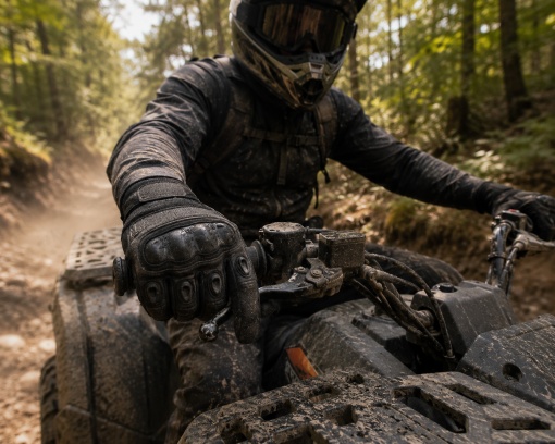 Manusi tactice moto si ATV eBA XL, protectii fibra carbon, compatibile touchscreen, antiderapante, respirabile, pentru motocicleta, bicicleta, enduro, off-road si airsoft, negre - Img 7
