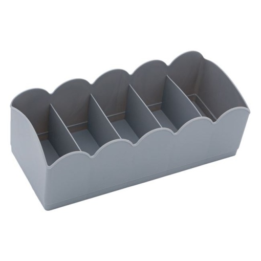 Organizator sertar din plastic cu 5 compartimente EBA, dimensiuni 23 x 10 x 7.5 cm, Gri - Img 2