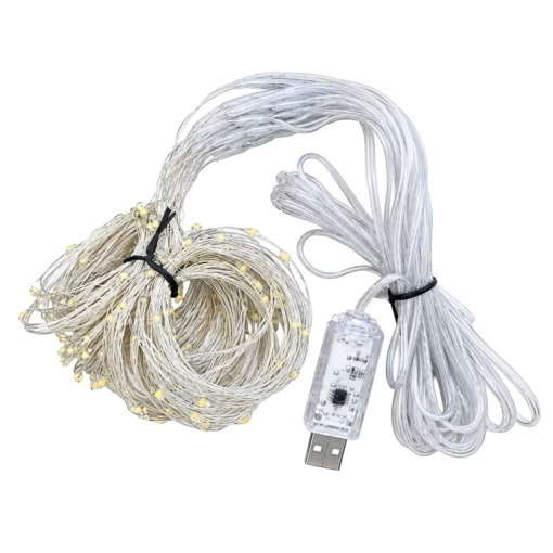 Perdea Luminoasa LED 300 LED-uri, 3 m, 10 Benzi, Lumina Alb Cald, Alimentare USB, Multiple Moduri de Iluminare, Instalatie Decorativa pentru Geam, Perete, Craciun si Petreceri - Img 6