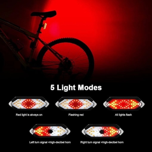 Semnalizator bicicleta cu telecomanda EBA, LED, incarcare Micro-USB, 5 moduri iluminare, IPX4, 9.4 x 3.2cm, plastic, Negru - Img 3