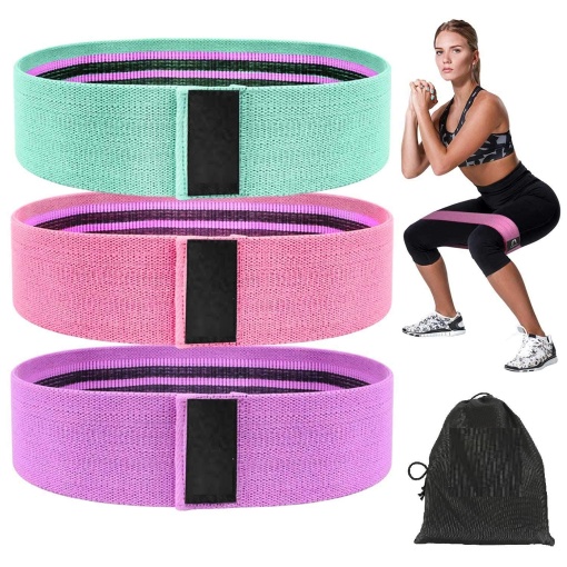 Set 3 benzi elastice pentru fitness, EBA, 3 niveluri de rezistenta, saculet inclus - Img 2