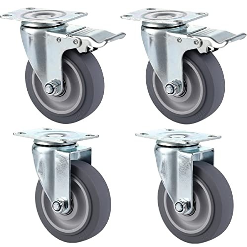 Set 4 roti pivotante, EBA, 2 roti cu sistem de franare, rotire la 360 de grade, sarcina maxima 220 kg, diametrul rotii 7 cm - Img 3