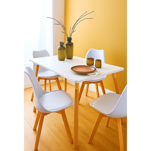 Set 4 Scaune EBA, pentru sufragerie si bucatarie, alb, lemn masiv, dimensiuni 84 x 49 x 46 cm - Img 4