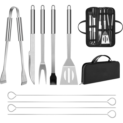 Set 9 Ustensile Gratar EBA, Inclus Geanta Portabila, Inox - Img 4