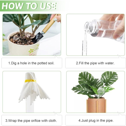 Set picurator automat pentru plante de camera, EBA, 8 bucati, PVC, Transparent - Img 2