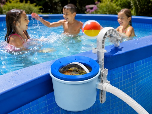 Skimmer Piscina Deluxe cu Dispenser Clor, Colector Frunze si Impuritati, Compatibil Piscine Frame si Gonflabile, Sistem Curatare Suprafata Apa - Img 4