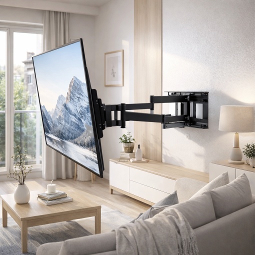 Suport TV Profesional Extensibil 25–70", Otel Ranforsat, 50 kg, VESA 400x400, Rotire 180°, Nivela si Accesorii Incluse - Img 6