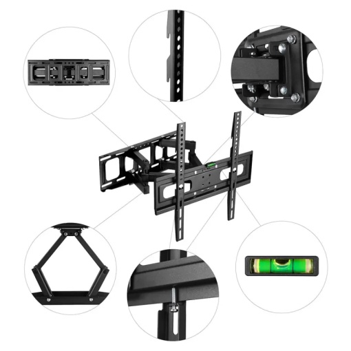 Suport TV Reglabil 32-70 Inch KING MOUNT KG-1030 Texas, VESA 400x400, Rotire 120°, Inclinare +15°/-3°, Brat Extensibil 35.5 cm, Max 50KG, Suport Perete Universal LED LCD OLED Smart TV - Img 4
