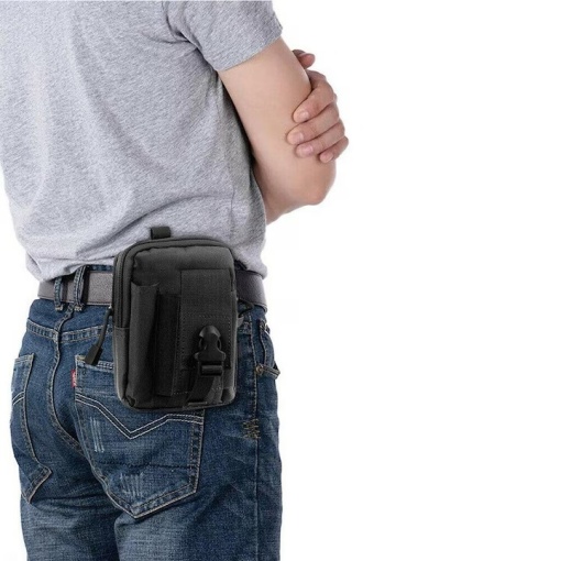 Borseta sport EBA, material rezistent, Bretea reglabila, pentru activitati in aer liber, Unisex, 13 x 6x17.5 cm, Negru - Img 3