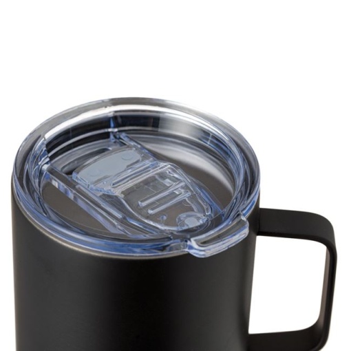 Cana termos EBA, inox, negru mat, fund din plut?, capac transparent, 350ml - Img 2