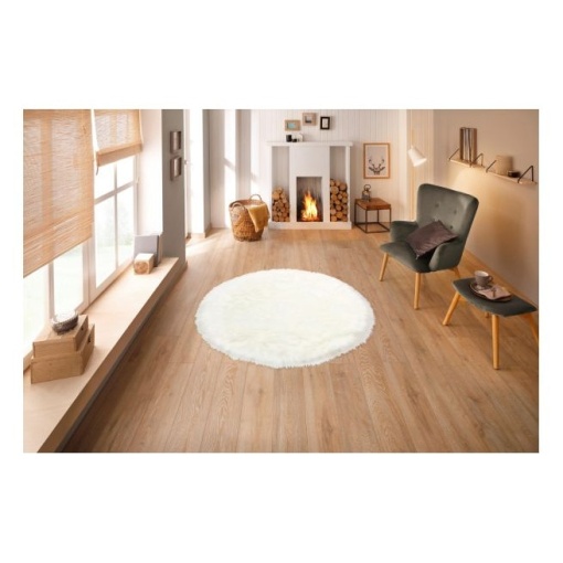 Covor rotund din blana artificiala Home EBA, diametru 70 cm, Alb - Img 4