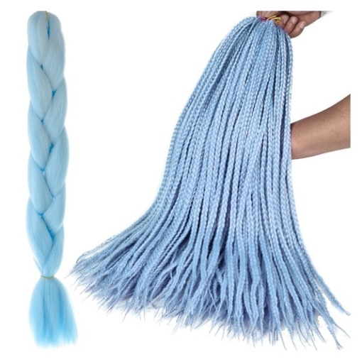Extensie pentru impletituri EBA, BLEU, par sintetic, lungime 60 cm - Img 2