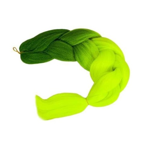 Extensie pentru impletituri EBA, Verde neon Ombre, par sintetic, lungime 60 cm - Img 3