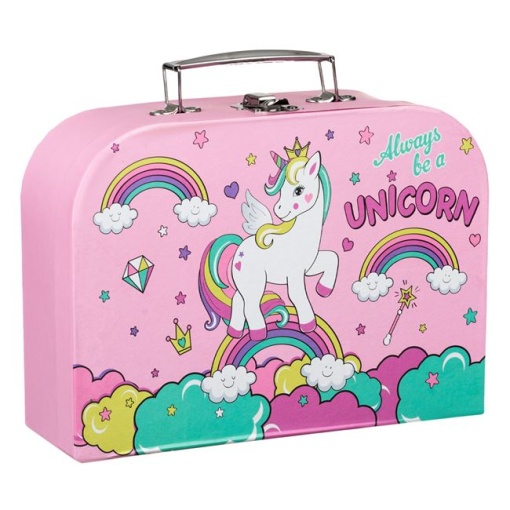 Geanta din carton roz cu imagine Unicorn roz, Rainbow pentru fete, EBA - Img 2