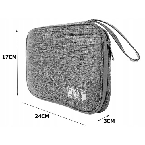 Geanta Organizator Accesorii Electronice Voiaj EBA, Impermeabila, Rezistenta la Apa, dimensiuni 24 x 17 x 3 cm, Gri - Img 4