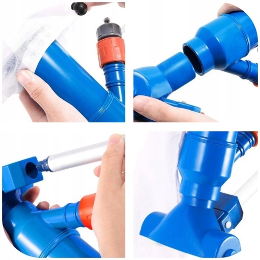 Kit Curatare Fund Piscina cu Aspirator Manual, Sac Filtrare Reutilizabil si Tija 120 cm, Aspirator pentru Piscine Gonflabile, Cadru, SPA si Jacuzzi, Conectare la Furtun de Gradina, Fara Electricitate - Img 7