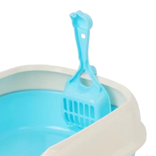 Litiera deschisa cu pereti inalti, pentru pisici, cu lopatica inclusa, EBA, Plastic, Albastru - Img 3