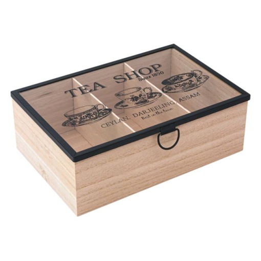 OEM Cutie din lemn pentru depozitare ceai EBA, 3 compartimente, dimensiuni 24 x 16 x 8.5 cm - Img 2