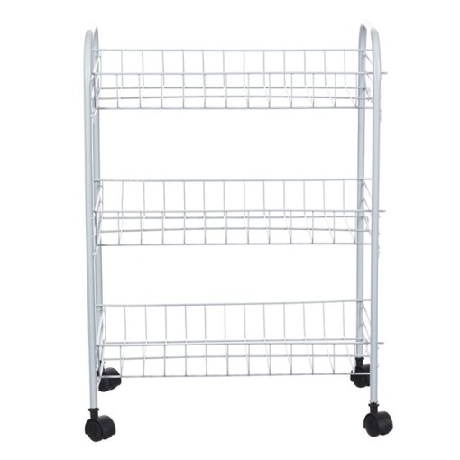 Raft Metalic de Bucatarie pentru Depozitarea Alimentelor, 4 Roti, dimensiuni 32, 5 x 20 x 43, 5 cm, EBA, Alb - Img 3
