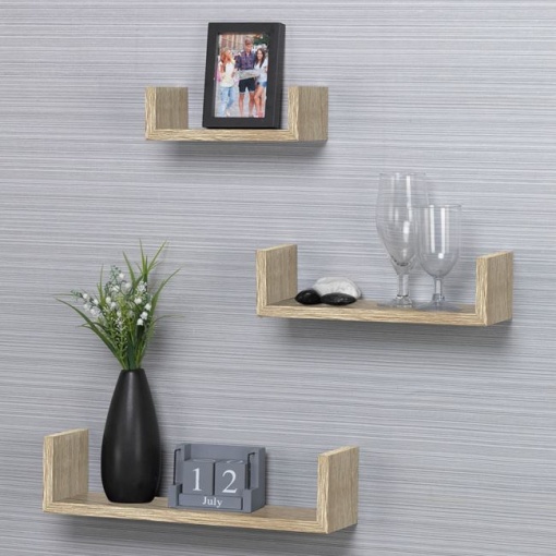 Rafturi de perete din lemn de culoare naturala EBA, set 3 bucati, cu accesorii de prindere incluse - Img 2