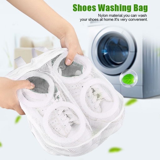 Sac pentru spalare si uscare incaltaminte EBA, cu pad-uri din spuma pentru protectie, prevazut cu agatatoare, 27 x 23 cm, Alb - Img 4