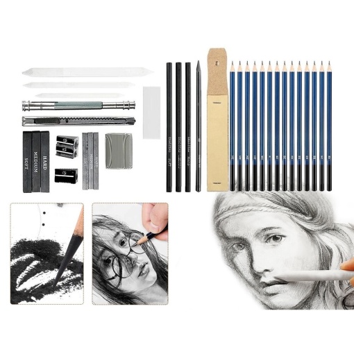 Set Complet de Creioane Profesionale pentru Schite EBA, 32in1, grafit, carbune - Img 2