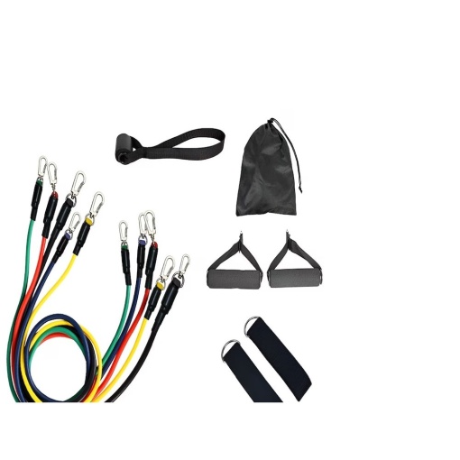 Set de antrenament EBA, 10 Piese, 5 benzi Elastice Extensibile din Latex + 5 Accesorii, saculet pentru pastrare - Img 3