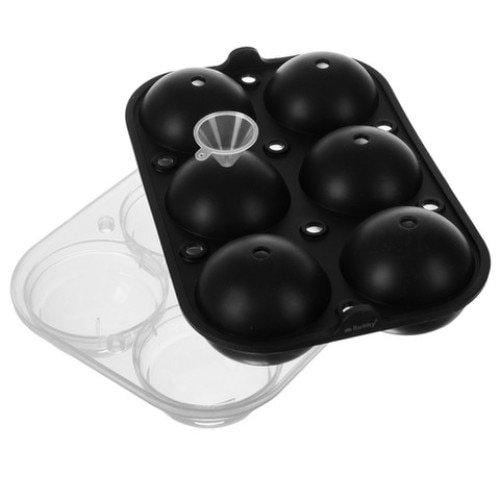 Set forma pentru gheata din silicon, reutilizabila, EBA, 6 sfere de gheata, 5 cm, Negru - Img 2