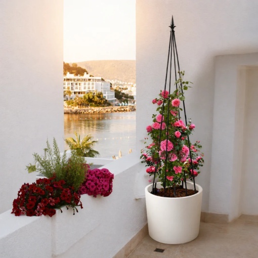 Suport Metalic Profesional pentru Plante si Flori Cataratoare, 150 cm, Otel Rezistent, Negru, Spalier Decorativ pentru Gradina, Trandafiri, Clematite, Iedera si Legume Cataratoare - Img 7