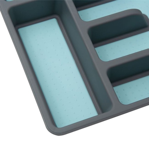 Suport pentru Tacamuri cu 5 Locuri EBA, Antiderapant, Gri, Plastic, 36 x 26, 5 x 4, 5cm - Img 2