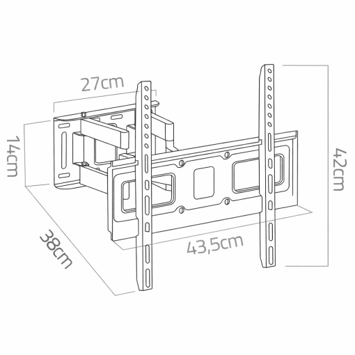 Suport TV Profesional Extensibil 25–70", Otel Ranforsat, 50 kg, VESA 400x400, Rotire 180°, Nivela si Accesorii Incluse - Img 3