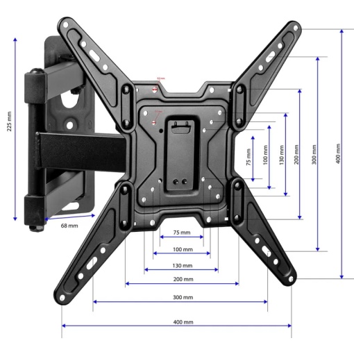 Suport TV Reglabil 22-65 Inch KING MOUNT KG-1032 Florida, VESA 400x400, Rotire 180°, Inclinare -5°/+15°, Brat Extensibil 42.2 cm, Max 40KG, Suport Perete Universal TV LED LCD OLED - Img 5
