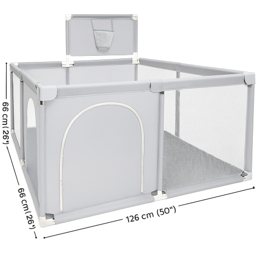 Tarc multifunctional copii EBA, Piscina cu bile, Teren baschet, Cadru stabil, Usor de curatat, dimensiuni 126 x 126 cm - Img 3