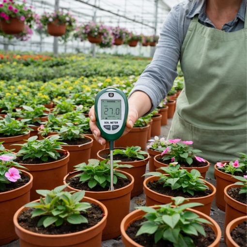 Tester Sol Digital 4 in 1 cu ecran LCD iluminat, Masurare pH Sol, Umiditate, Temperatura si Lumina, Sonda 304 mm, Rotire 180°, pentru Gradina, Ghivece, Rasaduri si Plante de Interior - Img 4