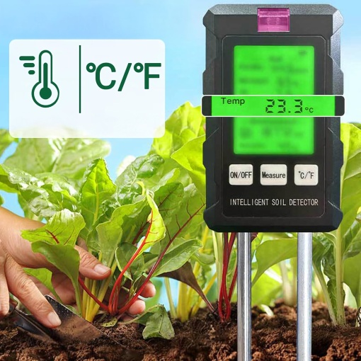 Tester Sol Profesional 6 in 1 Digital, pH Metru, Umiditate, Temperatura, Fertilitate si Lumina, Ecran LCD Rotativ, pentru Plante si Gradina - Img 10