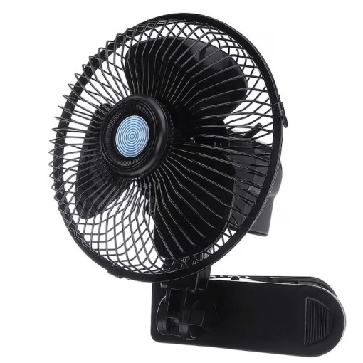 Ventilator auto aer rece EBA, 12V, lungime cablu 1.2 m, incarcare bricheta, 2 moduri de viteza, prindere clips, Negru - Img 2