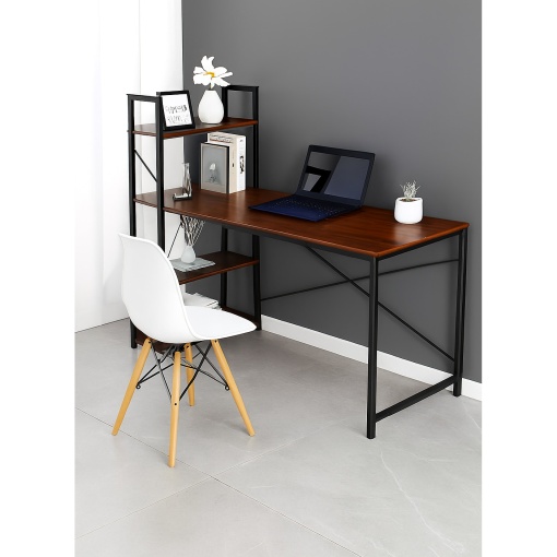 Birou Multifunctional EBA, Etajera Reversibila, Cadru Metalic Negru, Blat Lemn Stejar, dimensiuni 120 x 64 x 120 cm - Img 2