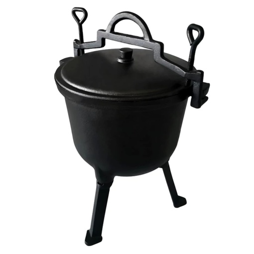 Ceaun fontă 10L EBA, cu capac și 3 picioare, rezistent la temperaturi extreme, pentru gătit la foc deschis - Img 6