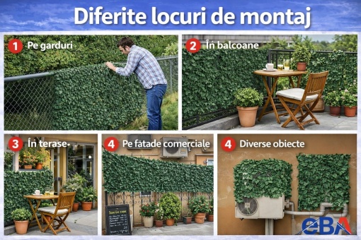 Gard viu artificial EBA, 1.5m x 3m, verde, rezistent UV, montaj rapid - Img 8