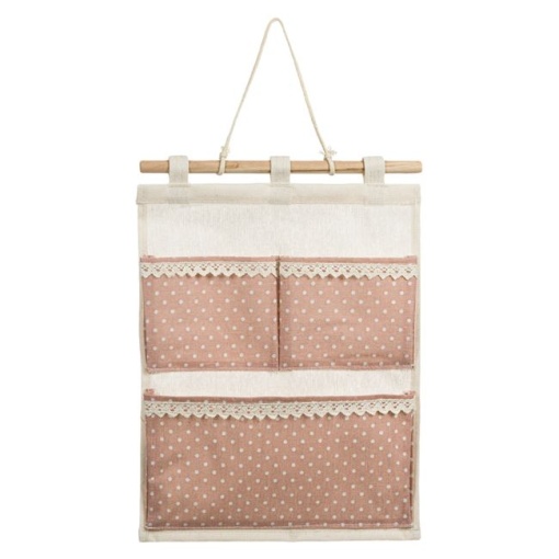 Husa suspendata cu 3 buzunare, Model dantela cu buline, Roz, dimensiuni 28 x 35 cm, EBA - Img 2