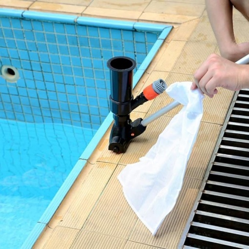 Kit profesional curatare si aspirare piscina EBA format din aspirator si minciog colectare murdarie, negru si portocaliu - Img 2